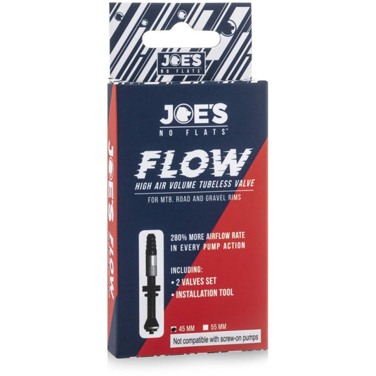 Joes joe's no flats - tubeless ventiel flow high air volume 45mm 2 stuks