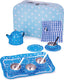 Bigjigs blikken servies blauw wit in koffer serviesje