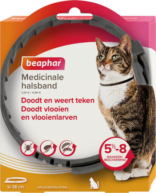 Beaphar medicinale halsband kat - anti teken- en vlooienband kat - tot 8 maanden werkzaam