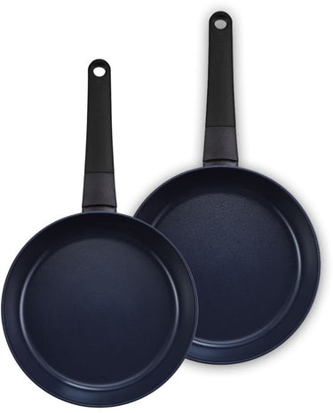 Brabantia vanta 2-delige koekenpannenset ø 24 28cm – 100% pfas vrij - keramische antiaanbaklaag titanium versterkt – pannenset inductie – zwart