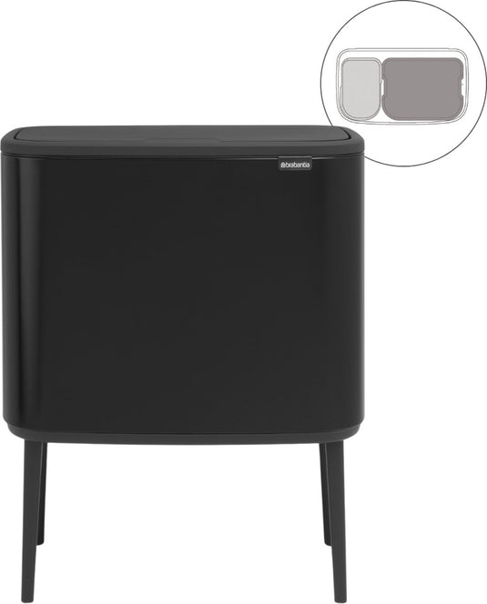 Brabantia bo touch bin prullenbak - 11 + 23 liter - afvalscheiding - matt black