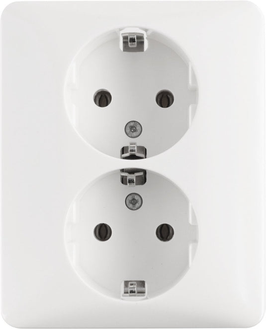 Peha standard contactdoos inbouw - 2-voudig - randaarde - polarwit