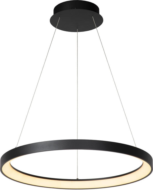 Lucide vidal - hanglamp - ø 58 cm - led dimbaar - 1x48w 2700k - zwart