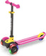 Chillafish kinderstep 3 jaar met drie led wielen - roze geel - lichtgewicht glow step meisjes met afneembaar stuur en voetrem - aanpasbaar in hoogte - leun-om-te-sturen - extra grip handgrepen - geen batterijen nodig - model scotti glow 3