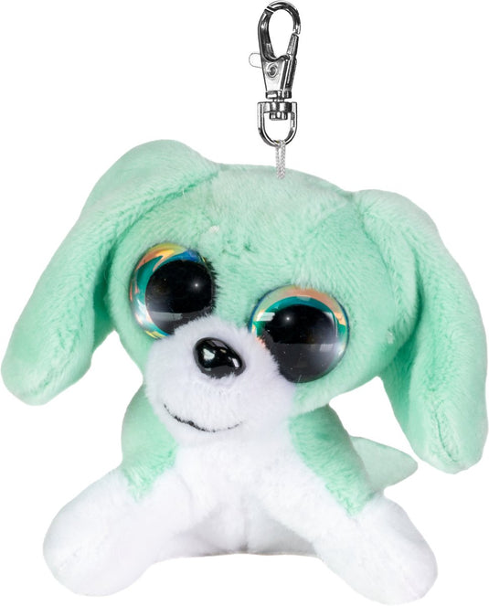 Tactic lumo stars pluche sleutelhanger hond tommy 8,5 cm groen-wit.