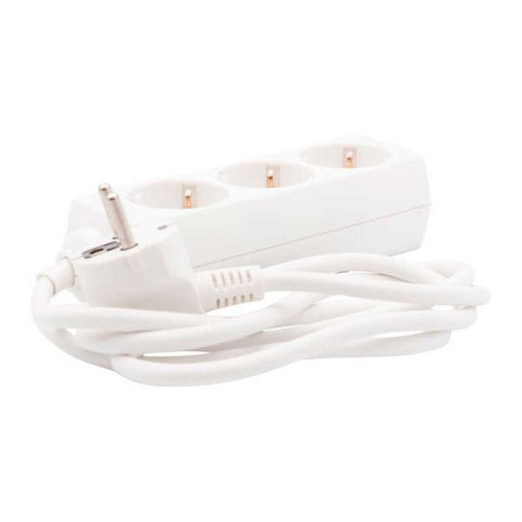 Plug socket white 1,5M, with protective earth. 3 connections (hanging packaging)