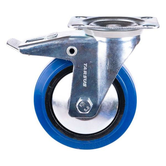 Tarsus zwenkwiel + rem 125 mm. blauw