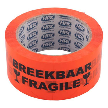 Hpx producten plakband breekbaar oranje 5cm 66m