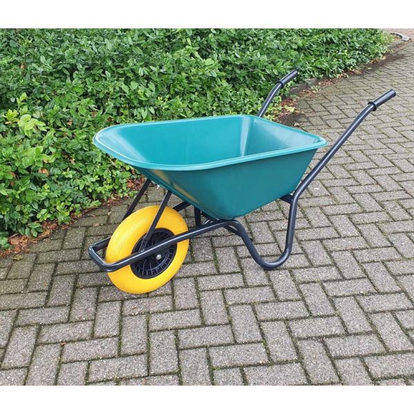 Load image into Gallery viewer, Kruiwagen kunststof groene bak 85 liter hq anti-lek
