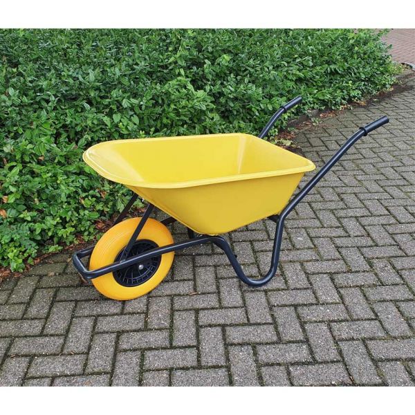 Load image into Gallery viewer, Kruiwagen kunststof gele bak 85 liter hq anti-lek

