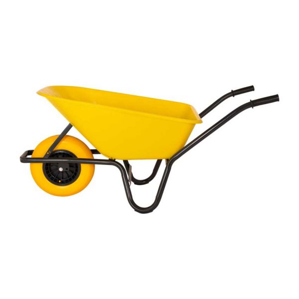 Load image into Gallery viewer, Kruiwagen kunststof gele bak 85 liter hq anti-lek
