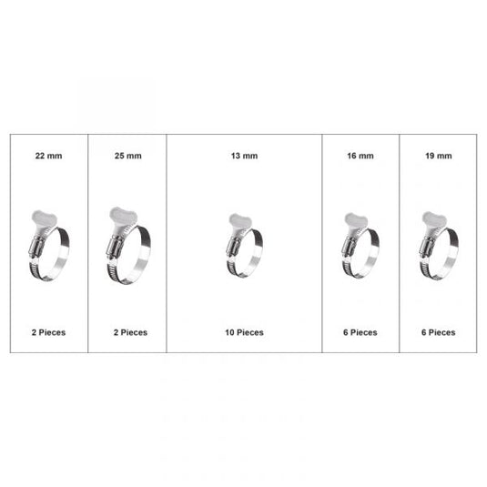 Topgear slangklemmen met vleugel ass. 26-delig.