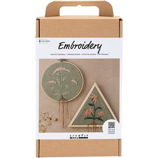 Creativ company hobbyset borduurwerk dusty groen borduurframe