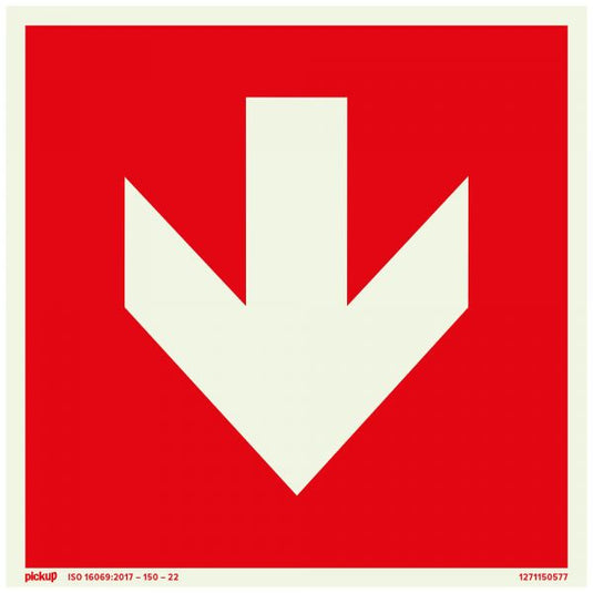 Bord rood met pijl ftlm - 150x150 mm zelfklevend.