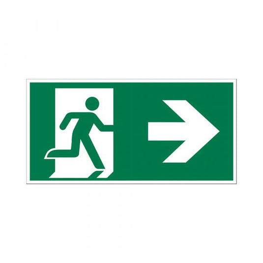 Bord nooduitgang rechts - 150x300 mm.