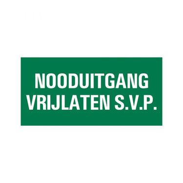 Bord nooduitgang vrijlaten - 150x300 mm.