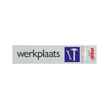 Bord alulook werkplaats - 165x44 mm zelfklevend.