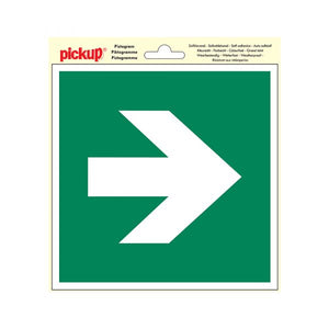 Sticker vluchtweg pijl recht - 200x200 mm.