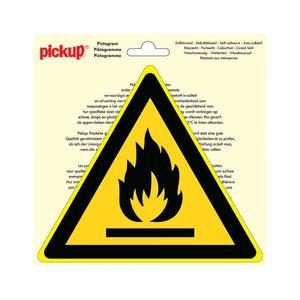 Sticker ontvlambare stoffen - 200 mm driehoek.