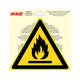 Sticker ontvlambare stoffen - 200 mm driehoek.