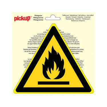 Sticker ontvlambare stoffen - 200 mm driehoek.