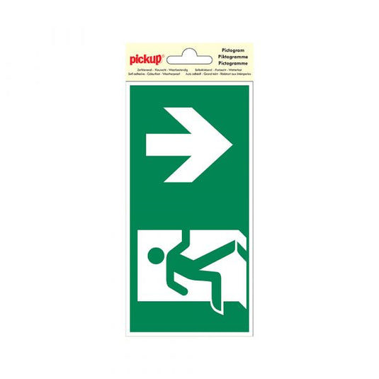 Sticker nooduitgang naar beneden - 100x200 mm.