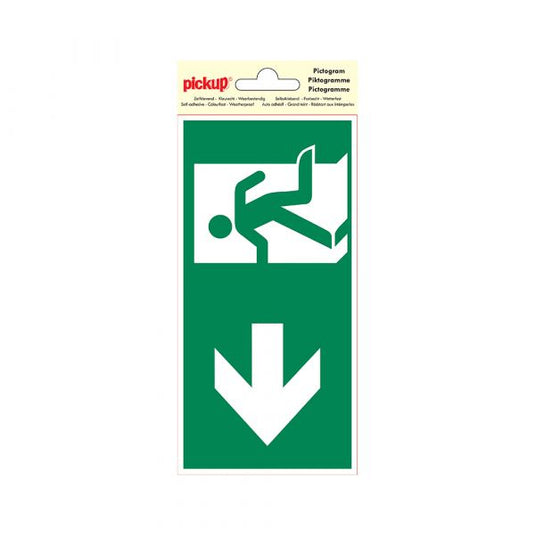 Sticker nooduitgang links - 100x200 mm.