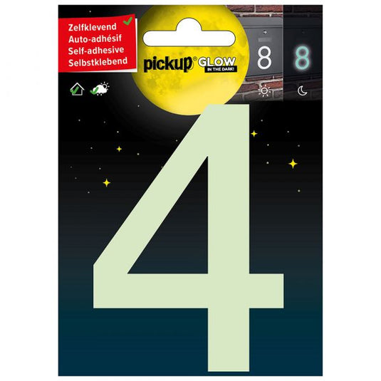 Glow in the dark nummer 4 - 100 mm zelfklevend.