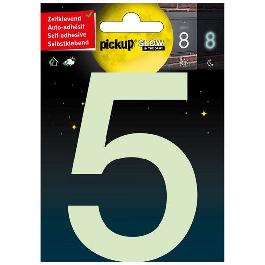 Glow in the dark nummer 5 - 100 mm zelfklevend.