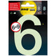 Glow in the dark nummer 6=9 - 100 mm zelfklevend.