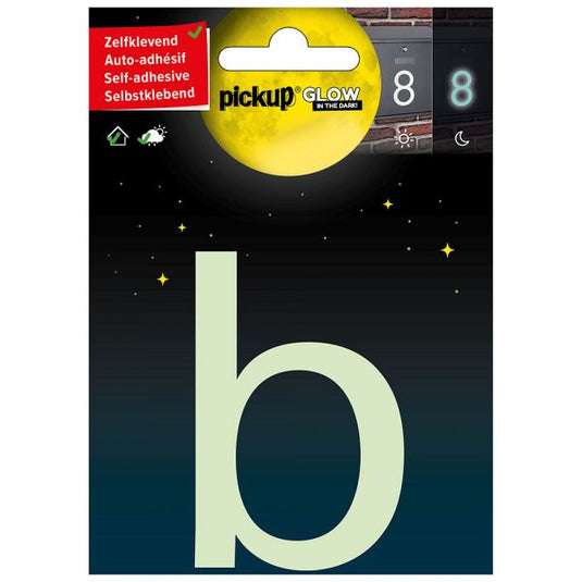 Glow in the dark letter b - 75 mm zelfklevend.