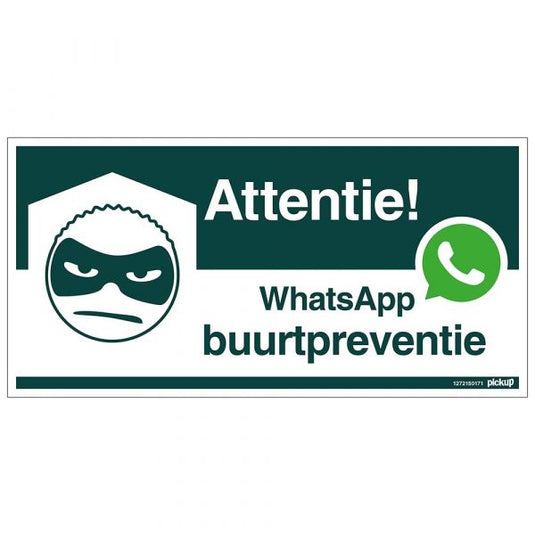 Bord whatsapp buurtpreventie - 150x300 mm.