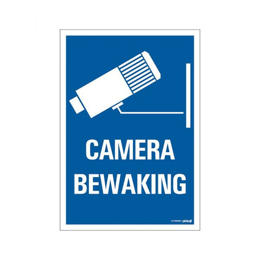 Bord camerabewaking blauw - 230x330 mm.