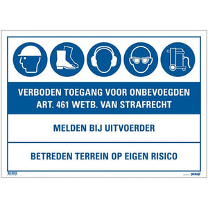 Pickup bouwplaatsbord eigen risico
