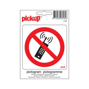 Pickup sticker verboden voor mob. telefoons - 100x100 mm.