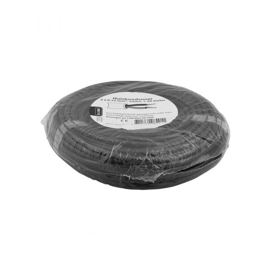 Q-link huishoudsnoer â€“ vmvs â€“ belastbaar tot 1200w â€“ 2 x 0.75 mmâ² â€“ 20 m â€“ zwart