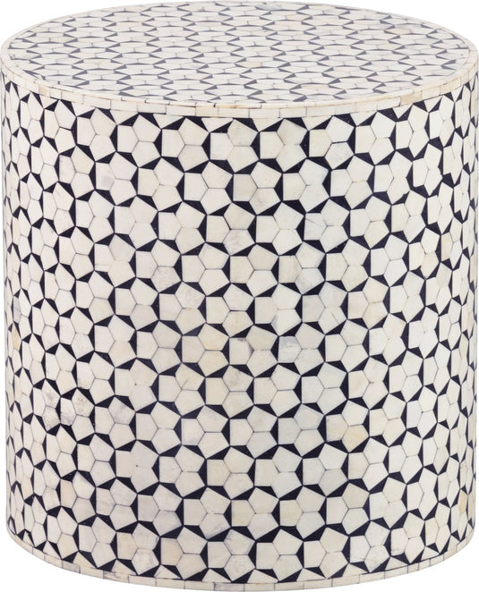 Woood neva sidetable - bone inlay - zwart wit - 40x37x37