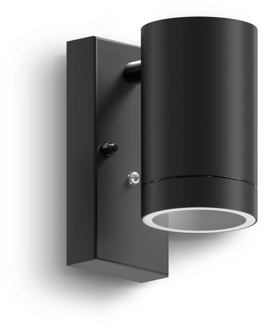 Calex alba wandlamp - 1x gu10 - buitenlamp met dag en nacht sensor - moderne tuinverlichting - zwart