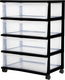 Iris new wide chest ladesysteem - 4 lades x 30l - kunststof - zwart transparant - met wielen