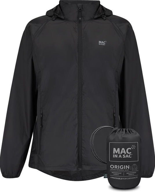 Mac in a sac origin 2 regenjas unisex - zwart - maat xs