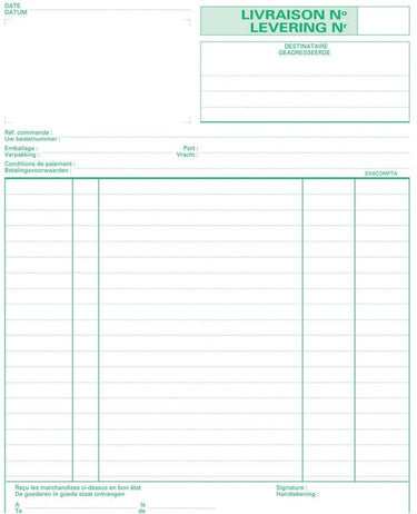 Exacompta leveringen | ft 21 x 18 cm | tripli (50 x 3 vel) | tweetalig (nl fr)