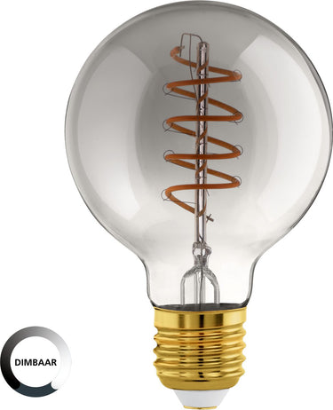Eglo led lamp - e27 - ø 8 cm - g80 - smoke - 2000k - dimbaar