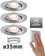 Paulmann led-inbouwlamp easy dim nova mini plus coin basisset zwenkbaar rond 66 mm 15° coin 3x4,2w 3x300lm 230v dimbaar 2700k staal geborsteld