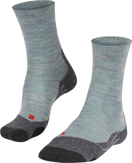 Falke tk2 melange anti-blaar dik wol functioneel materiaal wandelsokken dames blauw - maat 39-40