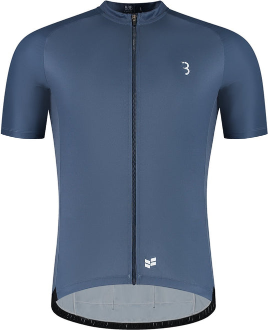 Bbb cycling comfortfit r - duurzaam fietsshirt heren korte mouw - 15-25 °c - ademend mtb en wielrenshirt - 3 achterzakken - staal blauw