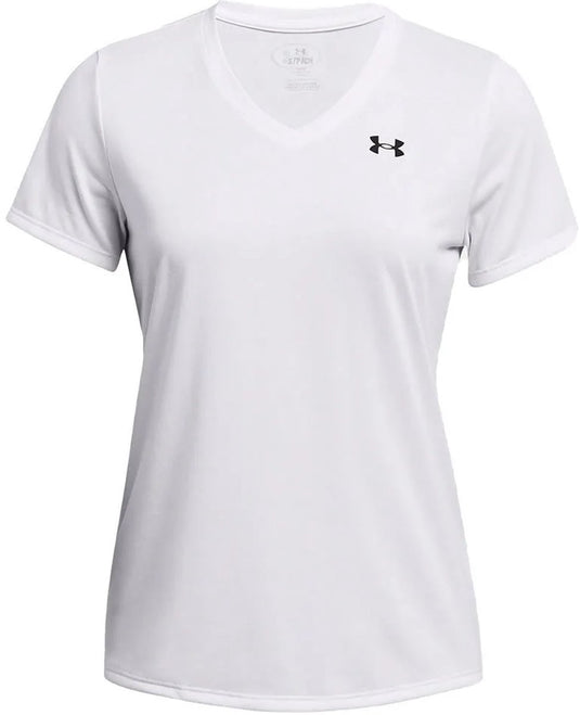 Under armour tech ssv- solid-wht dames sportshirt - wit - zwart