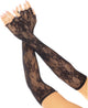 Leg avenue - floral net fingerless kostuum handschoenen - zwart one size