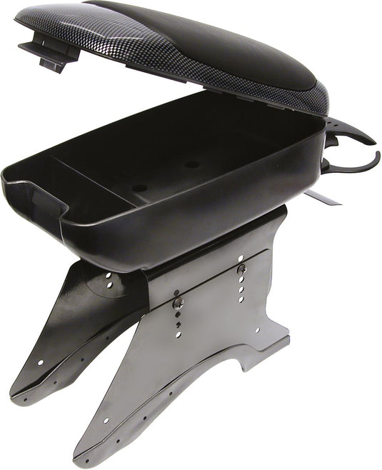 Carpoint armsteun – uitvoering met zwart carbon - montage op middenconsole - handig opberg vak - in hoogte verstelbaar 24 tot 30cm - breedte instelbaar van 8 tot 13cm - inclusief montage materiaal