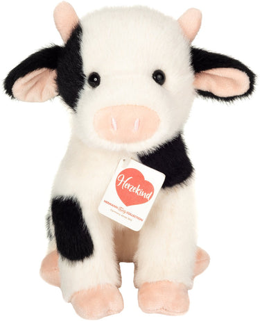 Teddy hermann hermann teddy knuffeldier koe - zachte pluche stof - premium knuffels - zwart wit - 25 cm - boerderijdieren