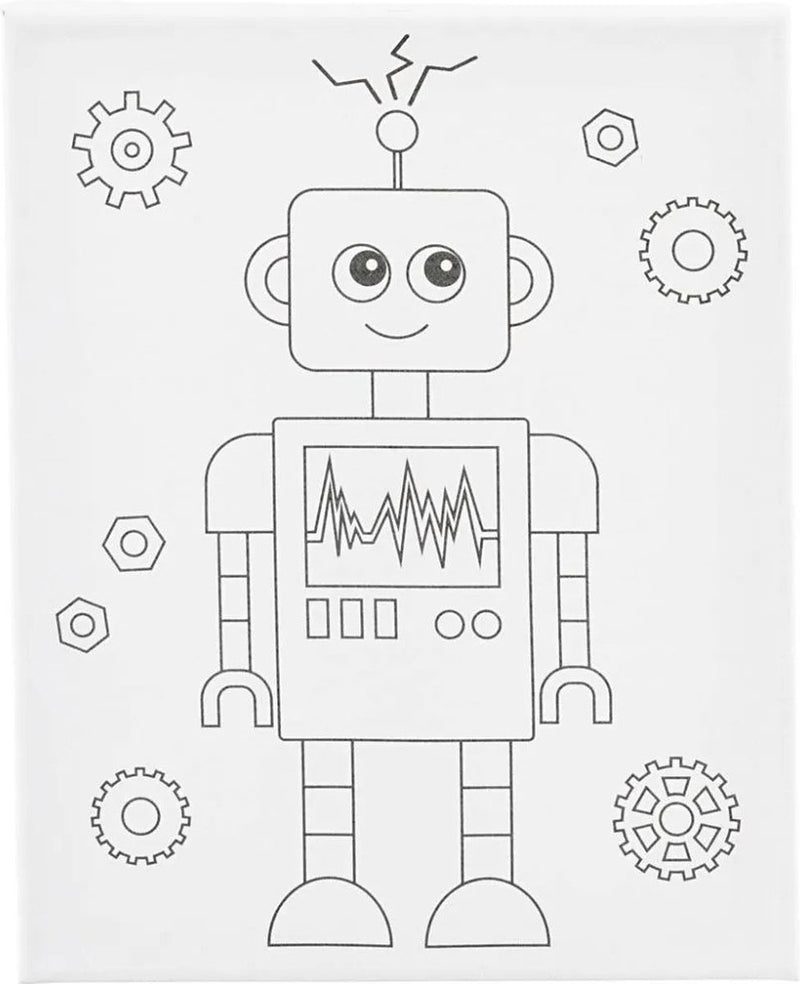 Afbeelding laden in galerijviewer, Creativ company https: www.cchobby.nl schildercanvas-met-print-robot-d-1-6-cm-afm-24x30-cm-360-gr-1-stuk
